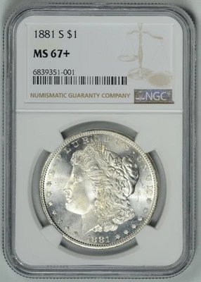 1881-S  NGC  MS67+  Morgan Dollar  ~~  MS67+ SUPERB GEM   ~~  #6839351-001 - Image 1 of 4