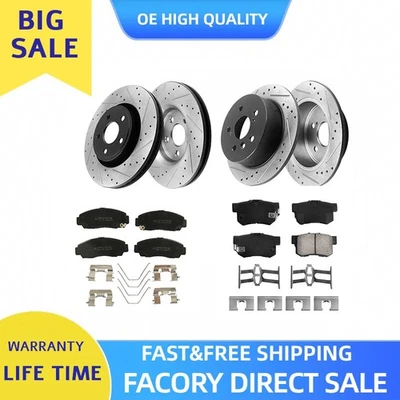 Front Rear Drilled brake Rotors Ceramic Brake Pads for 2004-2008 Acura TL Base — 第 1/4 张图片