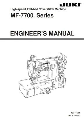 JUKI MF 7700 SERIES COVERSTITCH MACHINE ENGINEERS MANUAL REPRINTED COMB BOUND - Image 1 of 2