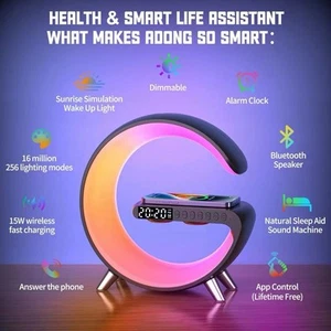 Lampe LED Intelligente 2023 Enceinte Bluetooth Chargeur Sans Fil Lampe Atmosphère Neuf - Photo 1 sur 5