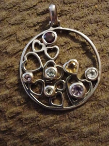 Colgante De Colección J&T Abierto Plata de Ley 925 Adornado con Corazones y Gemas.,LINDO - Imagen 1 de 6