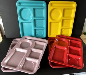 Texas Ware Melamine Divided Trays Vintage School Cafeteria 10 x 14 Set of 6 #146 - Picture 1 of 13