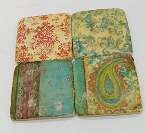 Kate McRostie 4er Set Shabby Boho Steinfliesen Untersetzer - Bild 1 von 5