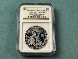 2011 Countdown to London Olympics Silver Piefort Proof 5£ Coin Flawless PF70 NGC - Picture 1 of 5