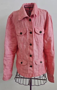 Giacca J Jill donna taglia XSP rosa rossa con bottoni leggera casual 100% lino - Foto 1 di 7