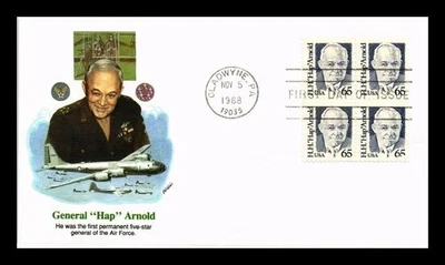 USAF AIR FORCE 5 STAR GENERAL HAP ARNOLD 1988 FLEETWOOD CACHET  FDC BLOCK UNADDR - Image 1 of 2