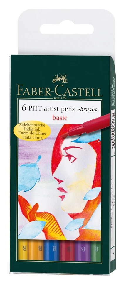 Faber-Castell Pitt Artist Pens Basic Brush 6 PC Set 167103 1039