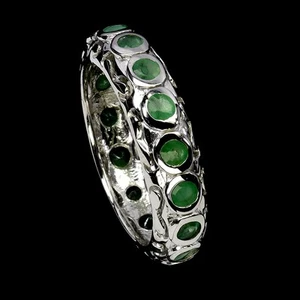 925 Sterlingsilberring Runder Smaragd 3Mm Natürlicher Edelstein Schmuck Größe 8 - Bild 1 von 13