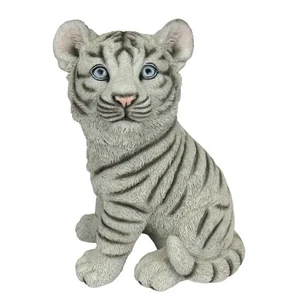 White Tiger Cub Outdoor Garden Statue, 10" (ah) - Picture 1 of 4