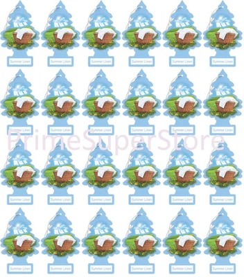 Lot Of New 24 Pack Little Trees Air Freshener Summer Linen Scent 4 Car Home - Image 1 of 4