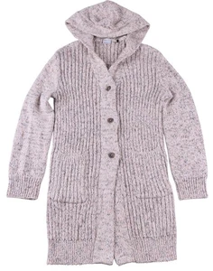 prAna Beige Yarn Knit Ribbed Long Cardigan Duster Hooded Shawl Sweater Coat M - Picture 1 of 11