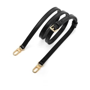 Handbag Strap Black Genuine Leather Shoulder Crossbody Bag Replacement - Picture 1 of 16