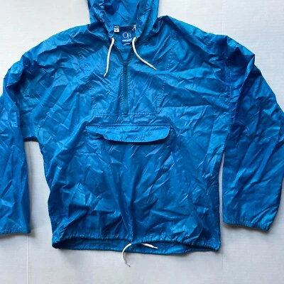 Vtg Ocean Pacific OP Anorak Windbreaker Jacket Mens M 1/2 Zip Blue Pocket Hooded - Image 1 of 4