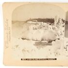 Niagara Falls Luna Island Stereoview C1895 Charles Bierstadt Winter Snow Ny G986