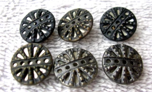 Lote de 6 piezas antiguas con botones parpadeantes con espejo trasero de bronce # 19 - Imagen 1 de 5
