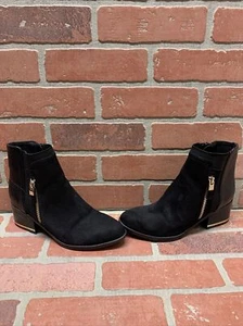 CALL IT SPRING Black Suede Side Zip Block Heel Ankle Boots Women’s Size 6 - Picture 1 of 8
