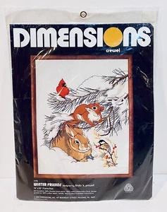 Dimensions Crewel Kit Winter Friends 1175 By Linda Powell 1980 For 16 X 20 Frame - Picture 1 of 3
