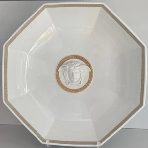 VERSACE GORGONA BOWL MEDUSA GOLD GREEK KEY DINNER HOME DECOR RETAIL $800 NEW - Picture 1 of 3