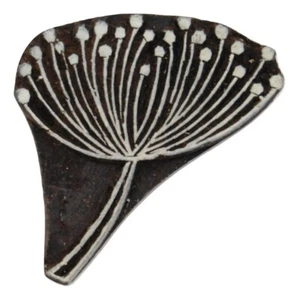Floral Seedhead Wooden Stamp 5.3 x 5.4cm Indian Hand Carved Printing Block - Picture 1 of 3