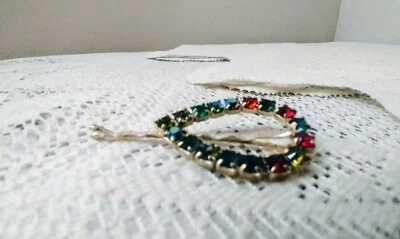  Vintage Rhinestone Bobby Pin Hand Made w/ Multi-Color Rhinestones - Image 1 of 4