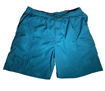 Pantalones Cortos de Natación Tommy Bahama Azul Aqua Palmera Malla Repujada Calzoncillo Talla M Foto 1 de 4