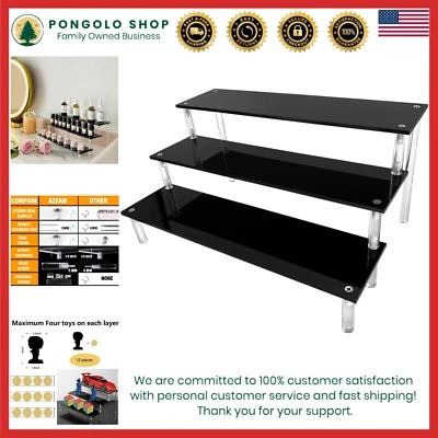 Black Acrylic Shelf Riser - 3 Tier Perfume Organizer Cologne Display Stand - Lar - Image 1 of 4