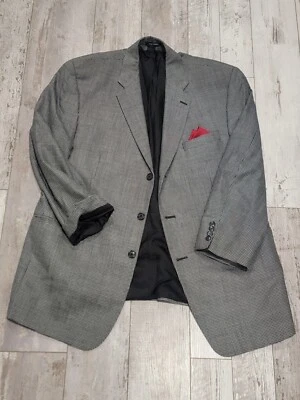 Abrigo deportivo 44R vintage de seda y lana de pata de gallo gris Calvin Klein para hombre Foto 1 de 4