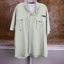 Columbia PFG Fishing Shirt Mens XL Super Bahama Button Short Sleeve Green
