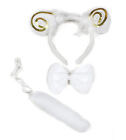White Golden Sheep Goat Headband Bowtie Tail 3pc Costume for Children Halloween