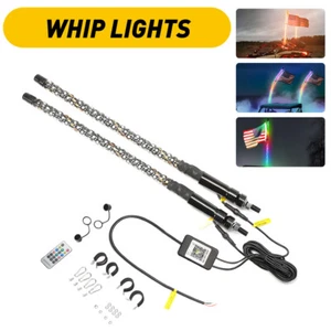 2Pcs 3FT/0.9M Spiral LED Whip Lights Antenna Lamps AU APP Remote Control - Picture 1 of 11