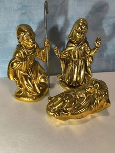 Juego de 3 belenes navideños estatuillas de cerámica dorada de 3,5" PARMA de AAI de colección - Imagen 1 de 11