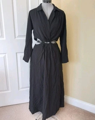 ¡NUEVO! Vestido de Fiesta Informal YFB YOUNG FABULOUS BREAK Para Mujer Negro Maxi Vientre Abierto M Foto 1 de 4