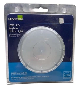Leviton 9852-Portalampada LED con Catena di Tiraggio, Protezione Lampadina 10W e Lampadina, Bianco NUOVO - Foto 1 di 5