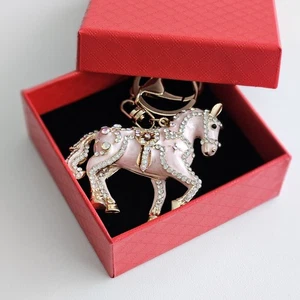 Pink Horse Keychain 🐎 Sparkly Rhinestone Bag Charm Year of Horse 2026 Gift - Picture 1 of 5