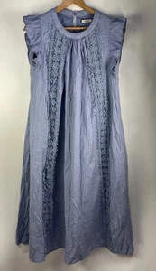 Kuose Seersucker Lined Maxi Dress A Line Ruffle Sleeve Blue Size M - Picture 1 of 13