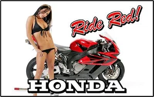 Honda Streetbike Banner CBR RR Motorcyle Girl Bikini Flag Sign - Picture 1 of 1