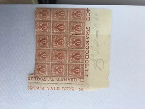 1901 C.2 ROSSO BRUNO NUOVI BORDO D ANGOLO BLOCCO DI 15 BOLLI SERIE FLOREALE - Foto 1 di 2