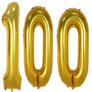 40inch Gold Foil 100 Helium Jumbo Digital Number Balloons 100th Birthday Deco... - Picture 1 of 4