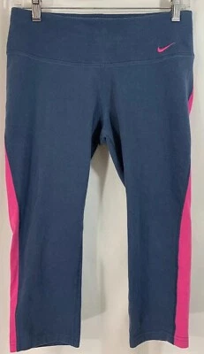 NIKE  DRI FIT YOGA RUNNING FITNESS BLUE PINK CAPRI PANTS Size (M) - Image 1 of 4