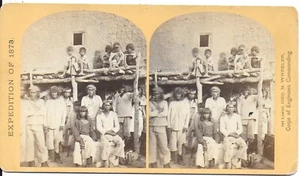 O’Sullivan Stereoview of Zuni Braves at their NM Pueblo 1873 Wheeler Exped - Imagen 1 de 3