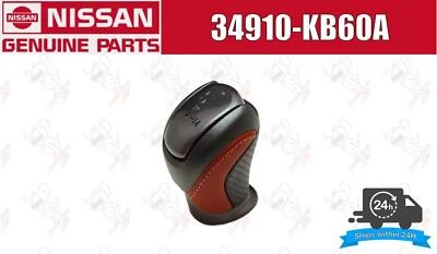 Nissan Genuine R35 GT-R GTR BNR35 Shift Knob Red Black Leather 34910-KB60A OEM - Image 1 of 4