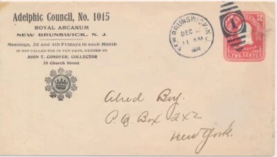 Adelphic Council no. 1015 Royal Arcanum New Brunswick New Jersey 1904 Advertisin - Image 1 of 2