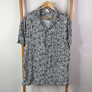 Insight Button Up Shirt Mens 2XL White Black Leopard Print Short Sleeve Casual - Picture 1 of 11