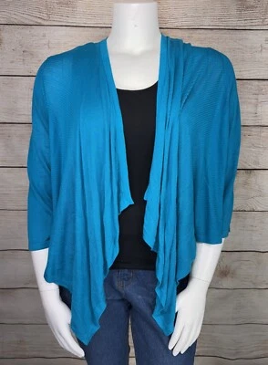 Cárdigan Suéter Cascada Tejido Azul CATHERINES 2x Plus 22/24W Para Mujer Corto Slv Foto 1 de 4