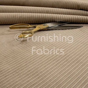 Soft New Pencil Pin Striped Cord Upholstery Fabric Material Brown Mocha Colour - Picture 1 of 4