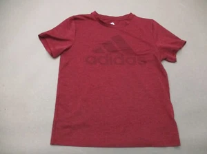 ADIDAS Size S (8) Boys Red Stretch Crew Neck Short Sleeve Athletic T-Shirt 690 - Picture 1 of 6