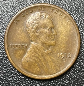 1913-S Lincoln Cent Wheat Penny ---- Stunning Extra Fine Details Cent ---- - Picture 1 of 4