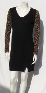 $ 418 WEISS + WARREN US Gr. S 100 % Kaschmir Pullover Strick Animal Print Tunika Kleid - Bild 1 von 7