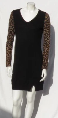 $418 BLANCO + WARREN EE. UU. Talla S 100% Cachemira Suéter Tejido Estampado Animal Túnica Vestido Foto 1 de 4