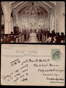 1907 MORETON, Dorset, Iglesia de San Nicolás APSE, una fina postal con foto real usada - Imagen 1 de 1